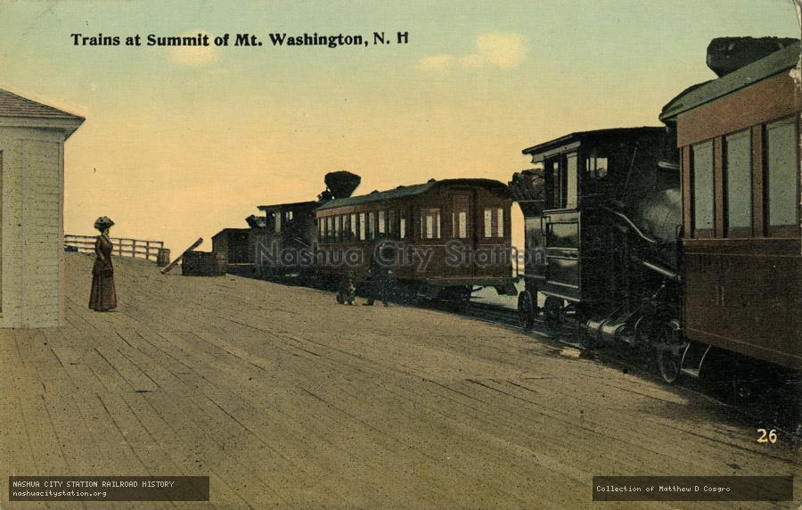 Postcard: Trains at Summit of Mt. Washington, New Hampshire